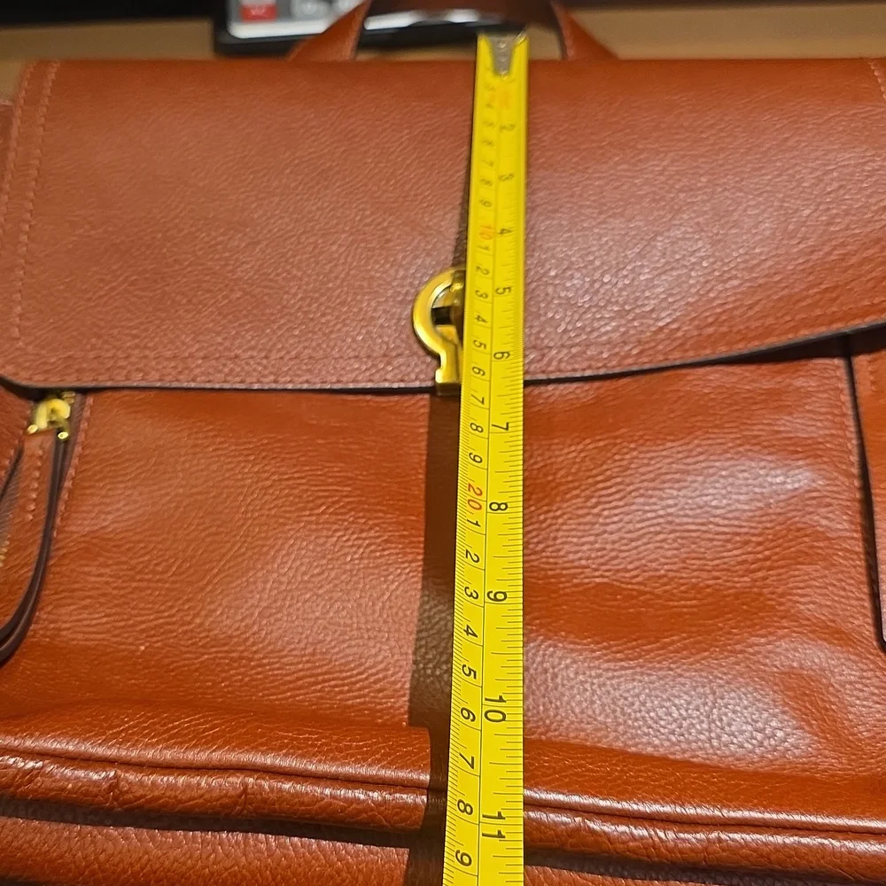 Fossil Brown Leather Backpack with Gold Hardware